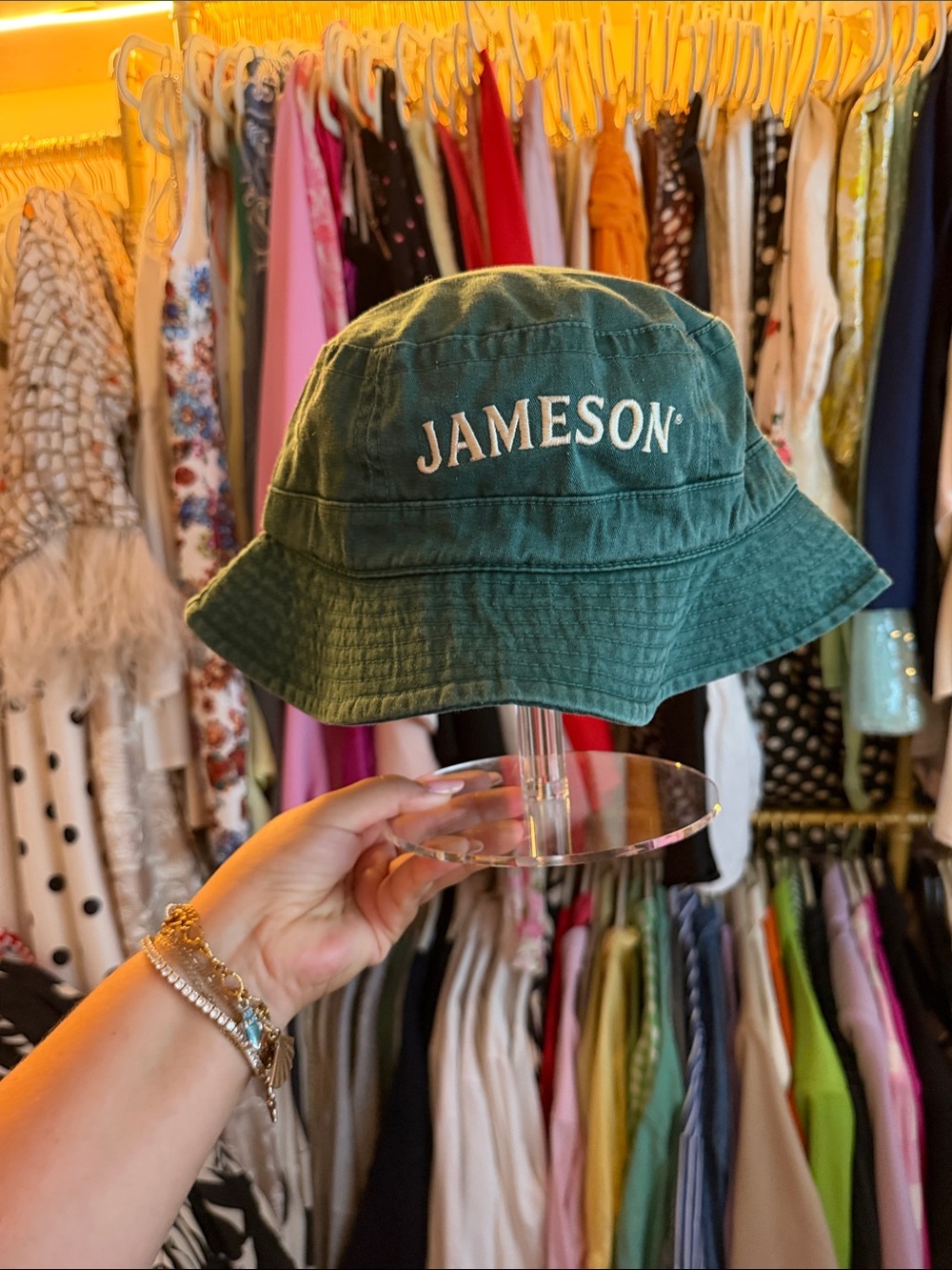 Jameson Unisex Green Washed Bucket Hat